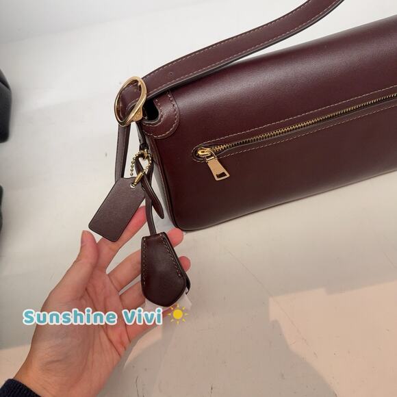 NWT Coach Etta Small Flap Shoulder Bag CCV63 Smooth leather Maroon - Picture 4 of 13